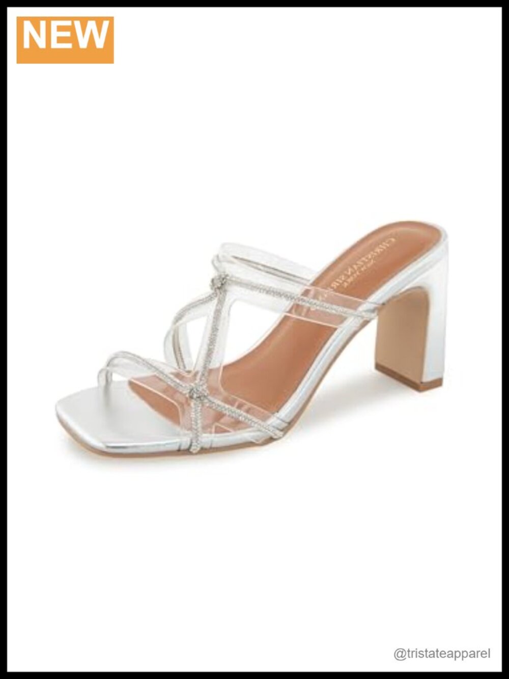Christian Siriano Foxay Clear Rhinestone Slingback Heeled Sandal